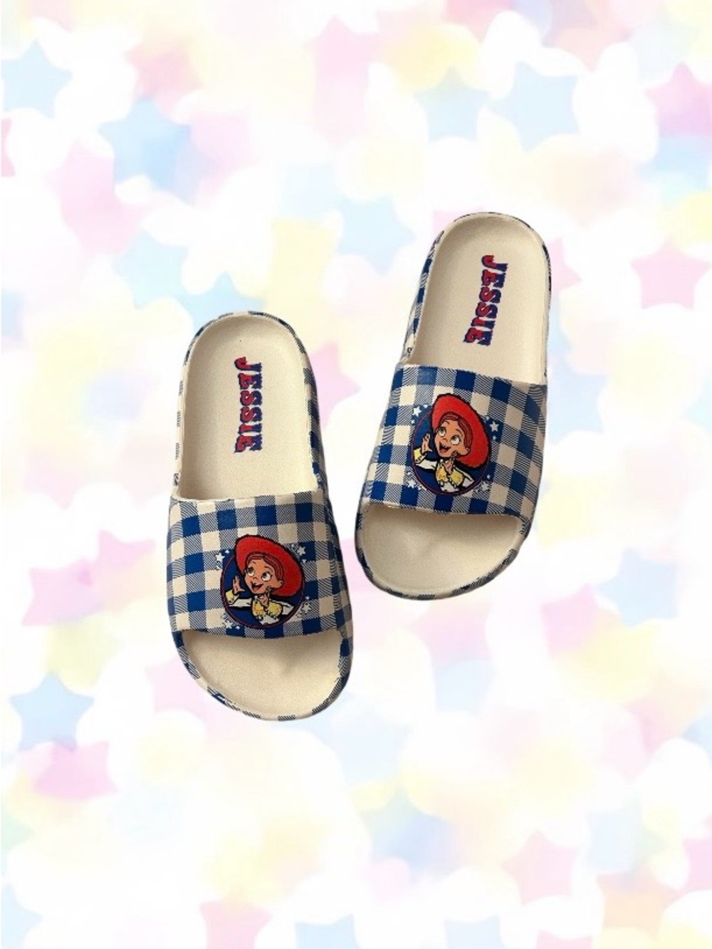 Blue Gingham Jessie Slide Sandals